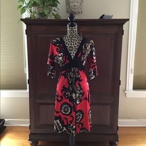 Enfous Studio Red, Black, White and Tan Dress